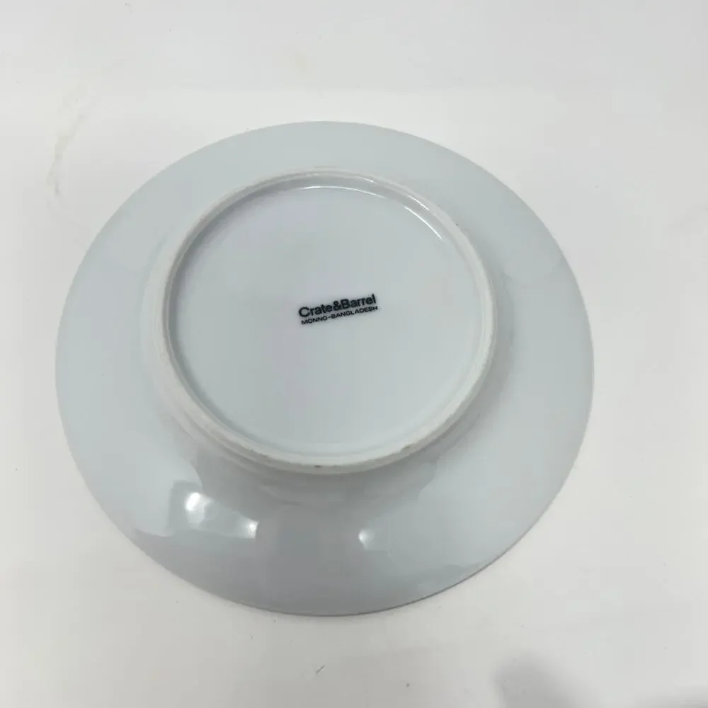 Crate and Barrel CBL16 Flat Cup Saucer Set of 8 Blue Rim White Porcelain Vintage
